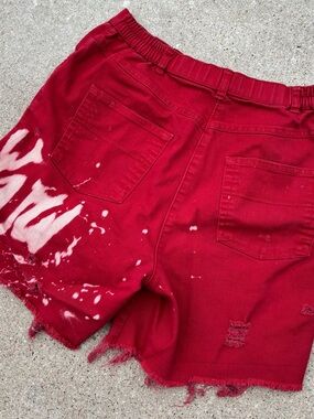 Bleach-Faded Red Shorts | Raw Edge One-of-One